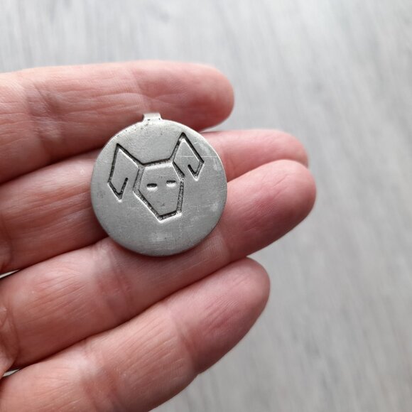 Vintage Aries Pendant Brutalist Jewelry Aitkens Pewter Zodiac Astrology Men - Picture 7 of 11